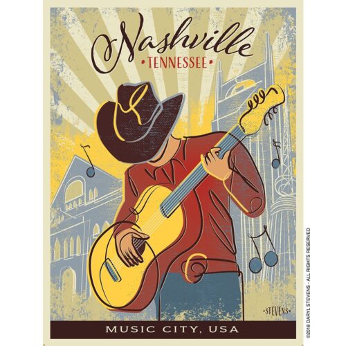 Nashville Art Print of Guitar Player by Daryl Stevens