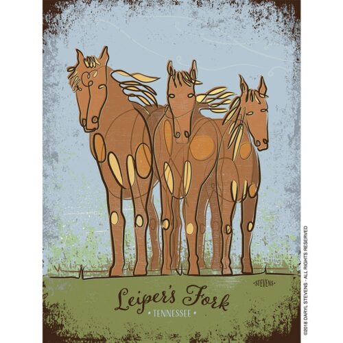 Leiper's Fork Art Print of 3 Horses by Daryl Stevens
