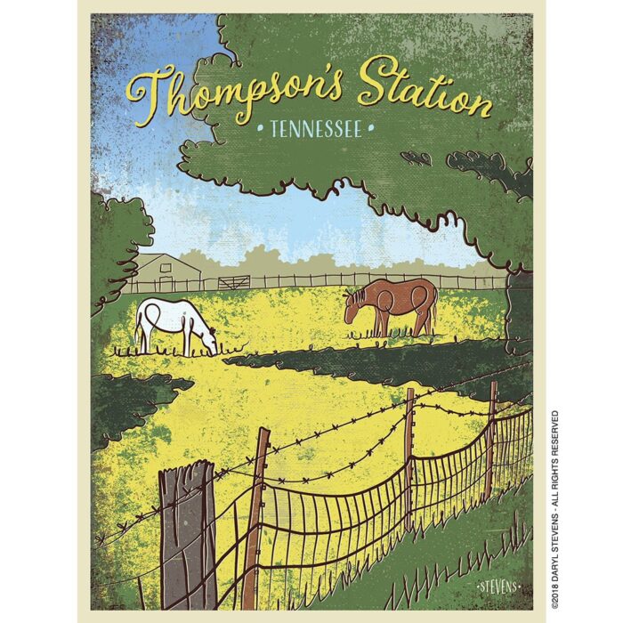 Thompson's Station Art print of "Horses in Clover" by Daryl Stevens