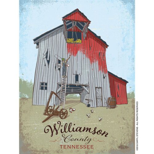 Williamson County Art print of "Barn Paint" by local artist Daryl Stevens