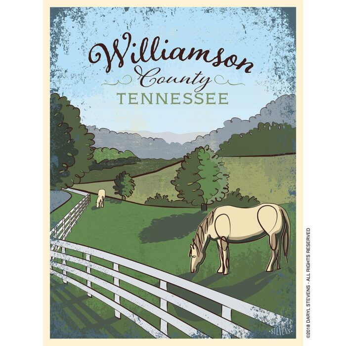 Williamson County Art print of "Horses Grazing" by local artist Daryl Stevens