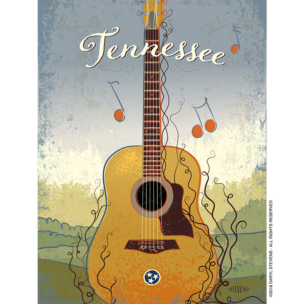 Tennessee Guitar art print by Daryl Stevens