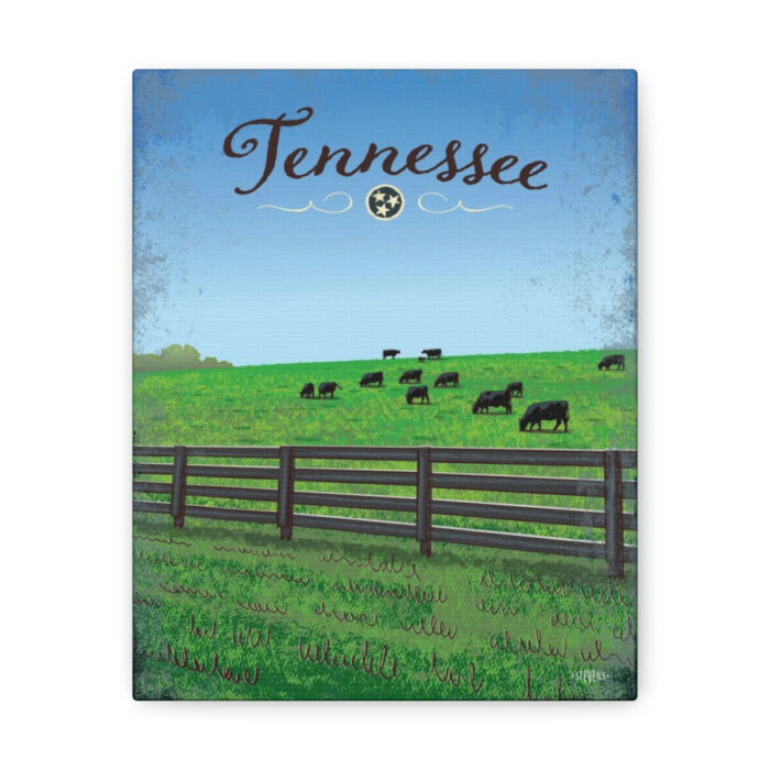 Tennessee Canvas Art Print - "Cows Grazing" - 8" x 10"